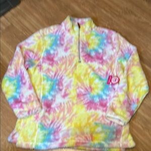 Vibrant Pink and Yellow Hoodie Sweatshirt Sherpa 1/4 zip new size XXL